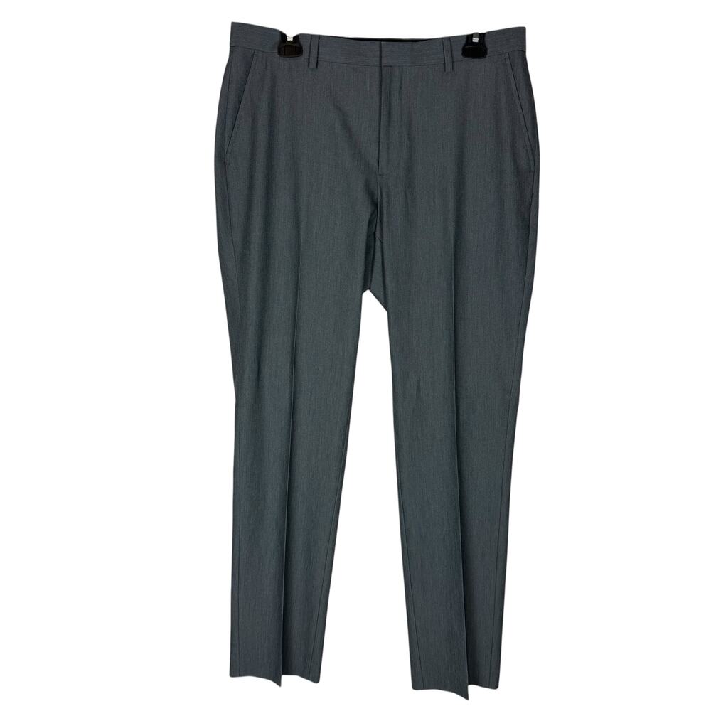 Saks Fifth Avenue Pants Mens 32x32 Gray Stretch High-Rise Slim-Fit Straight Legโ
